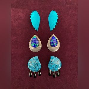 Vintage 1980’s Teal and Blue Earring Set